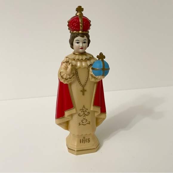 Vintage Infant Prague Child Jesus Figure Statue Crown Figurine - Picture 6 of 16